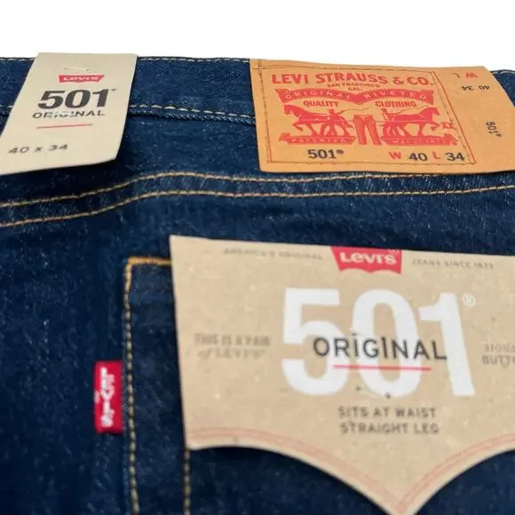 Levi’s 501 Original big E button fly men’s dark wash jeans